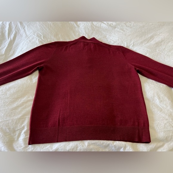 Untuckit | Men’s SZ L | 100% Merino Wool Quarter Zip Sweater Preppy | Red - Picture 9 of 11